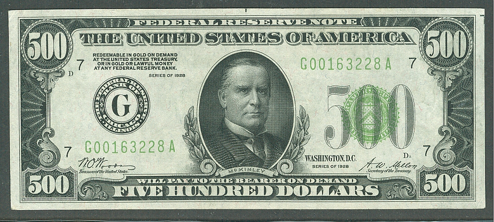 Fr.2200-G, 1928 $500 FRN, G00163228A, AU